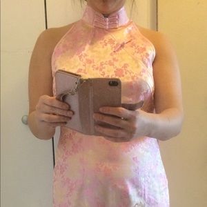 Custom made Pink and gold qipao/ cheongsam